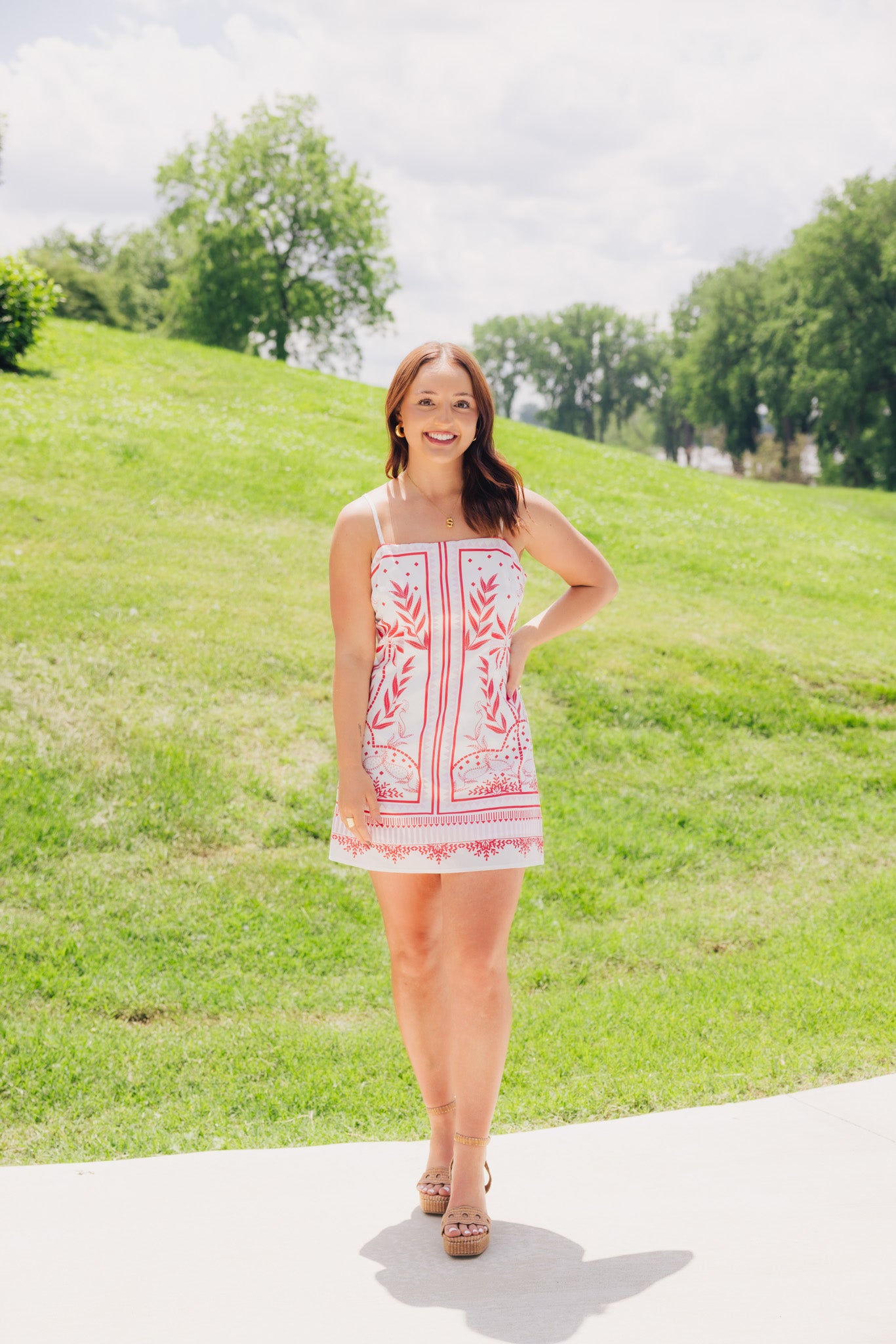 Red Printed Tube Dress
